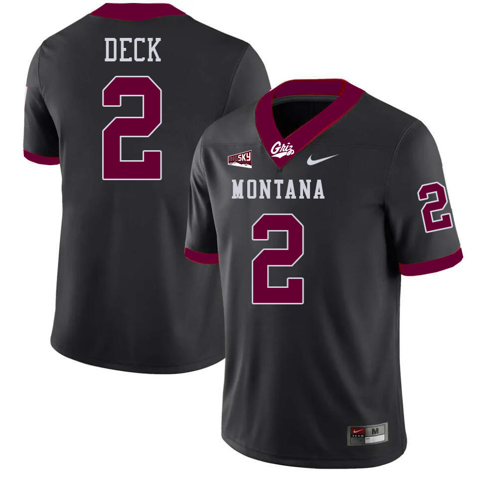 Montana Grizzlies #2 Drew Deck College Football Jerseys Stitched Sale-Black
